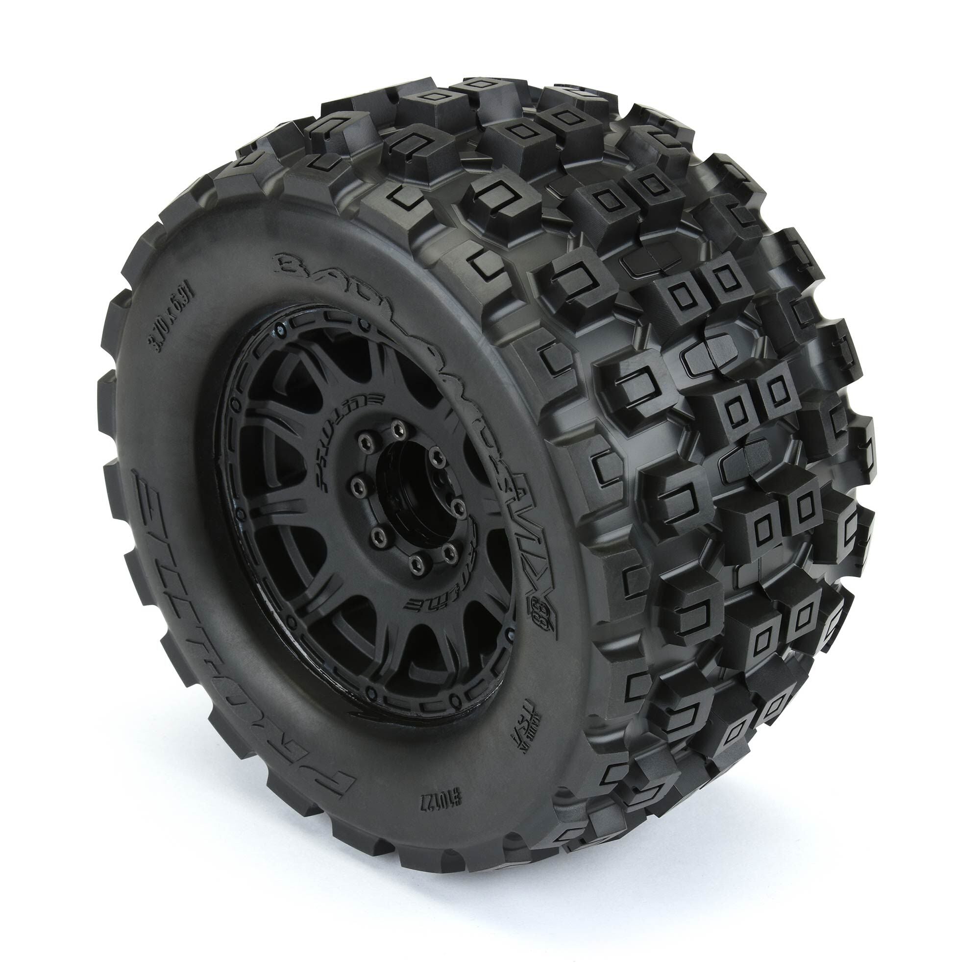 1/8 Badlands MX38 F/R 3.8" MT Tires Mounted 17mm Blk Raid (2