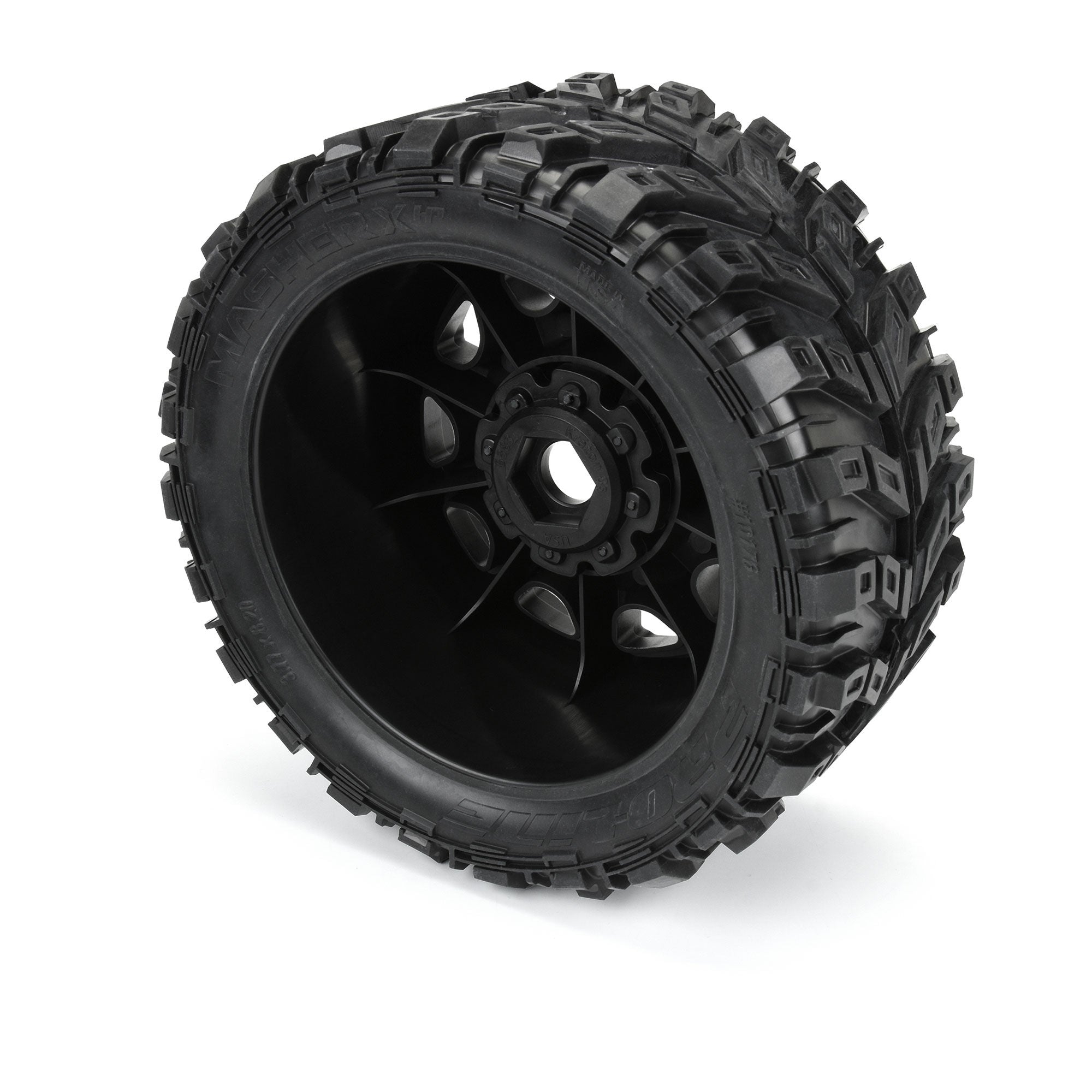 1/6 Masher X HP BELTED Front/Rear 5.7" Tires Mounted on Raid