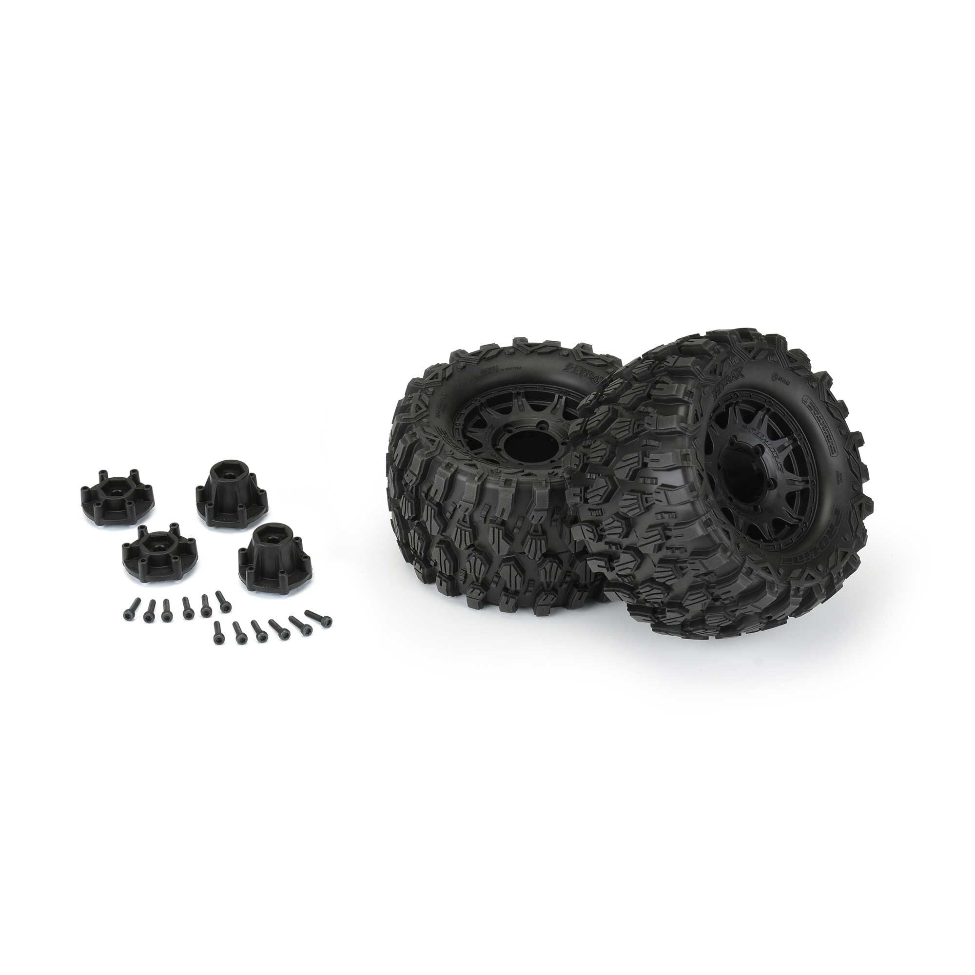 1/10 Hyrax Front/Rear 2.8" MT Tires Mounted 12mm Blk Raid (2