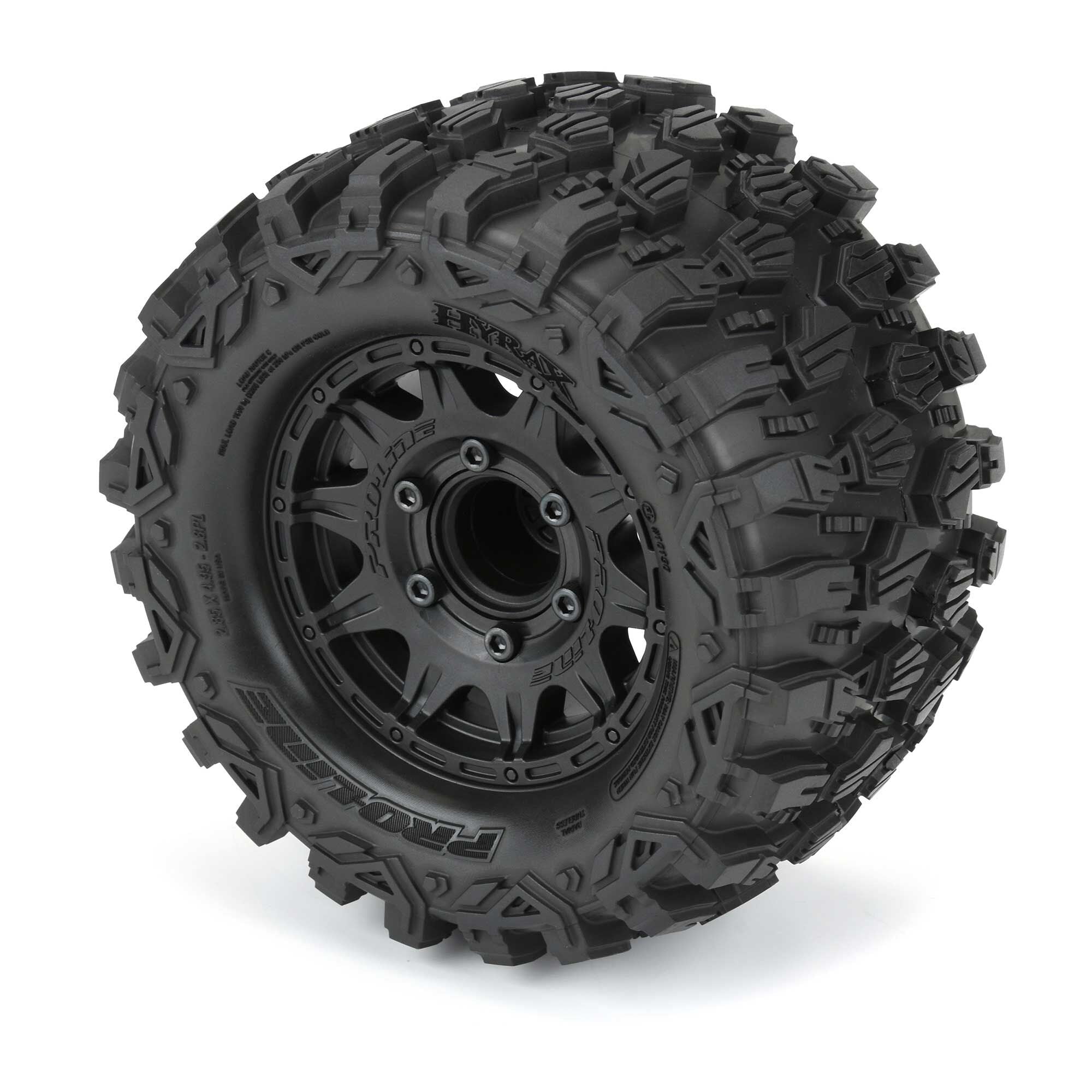 1/10 Hyrax Front/Rear 2.8" MT Tires Mounted 12mm Blk Raid (2