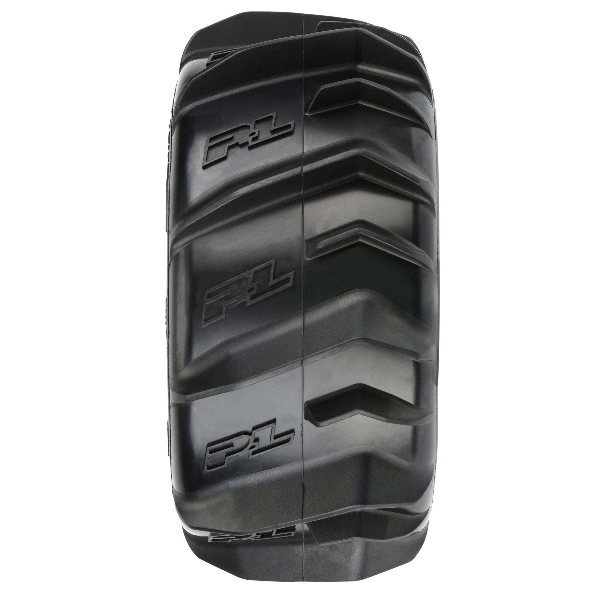 1/8 Dumont F/R 3.8" MT Tires Mounted 17mm Blk Raid (2)