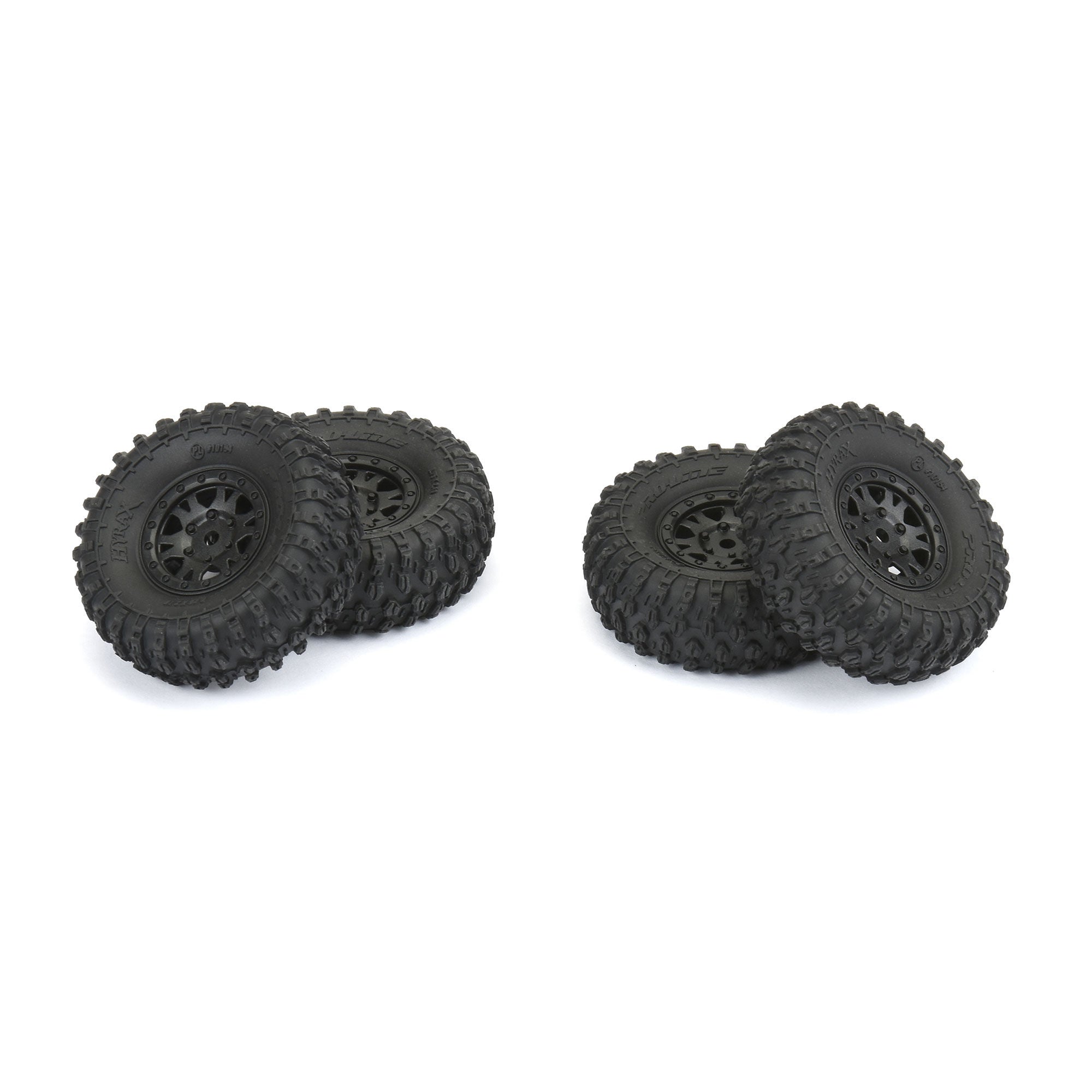 1/24 Hyrax F/R 1.0" Tires Mounted 7mm Black Impulse (SCX24)