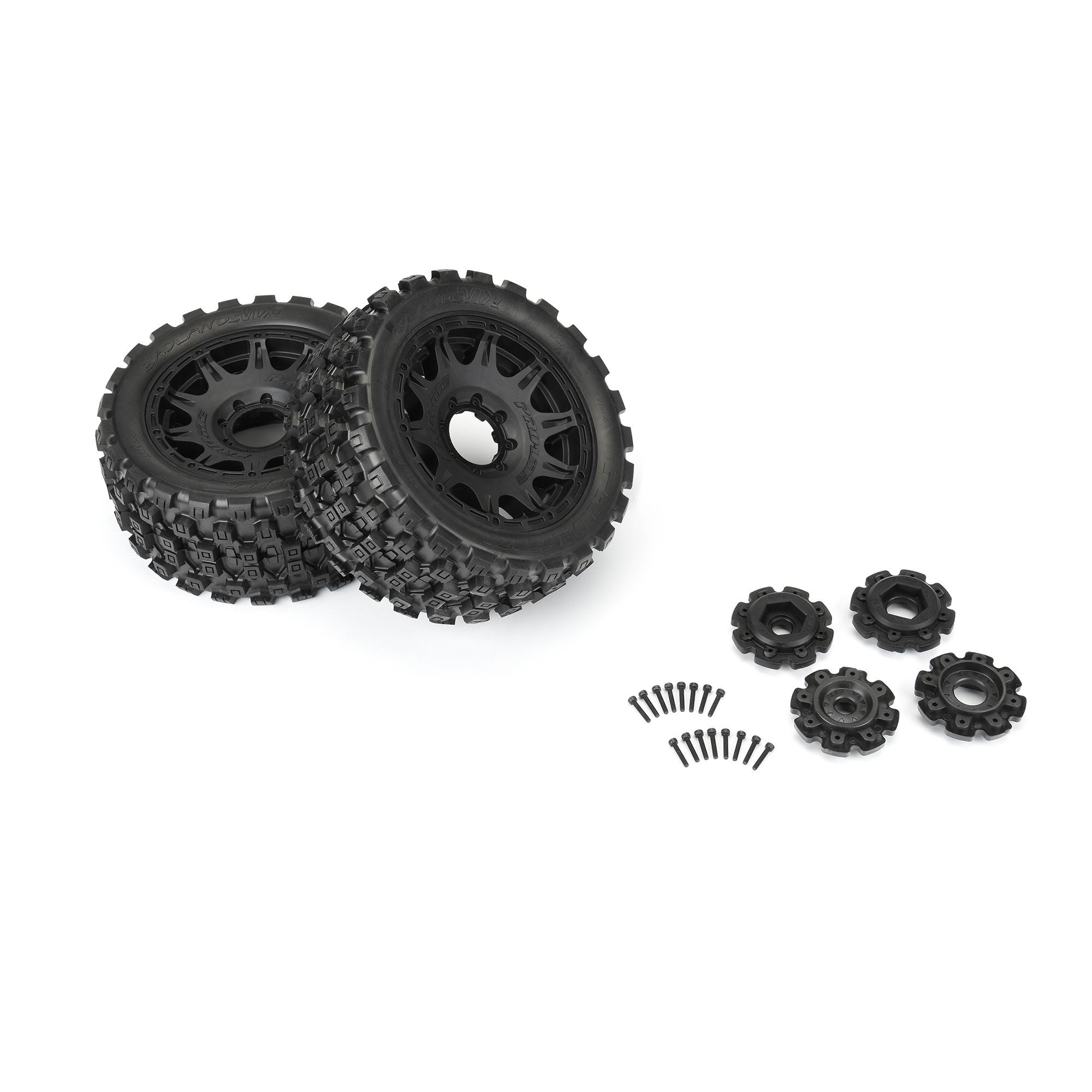 1/6 Badlands MX57 Front/Rear 5.7" Tires Mounted on Raid 8x48