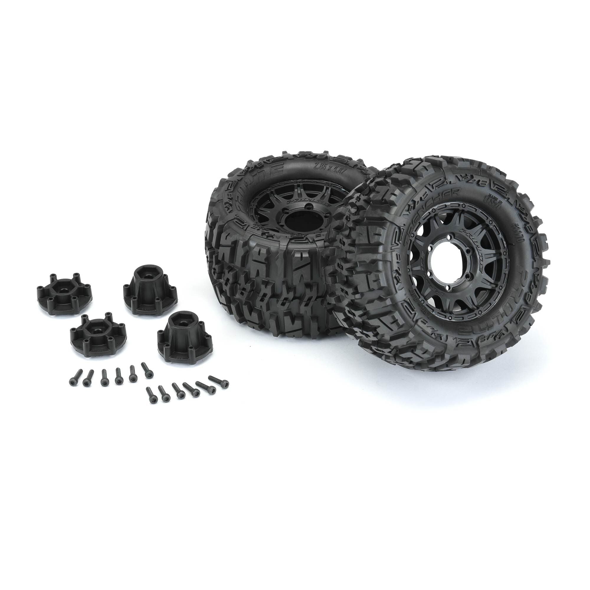 1/10 Trencher Front/Rear 2.8" MT Tires Mounted 12mm Blk Raid