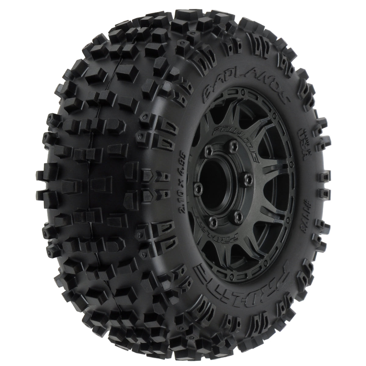 1/10 Badlands Front/Rear 2.8&quot; MT Tires Mounted 12mm Blk Raid