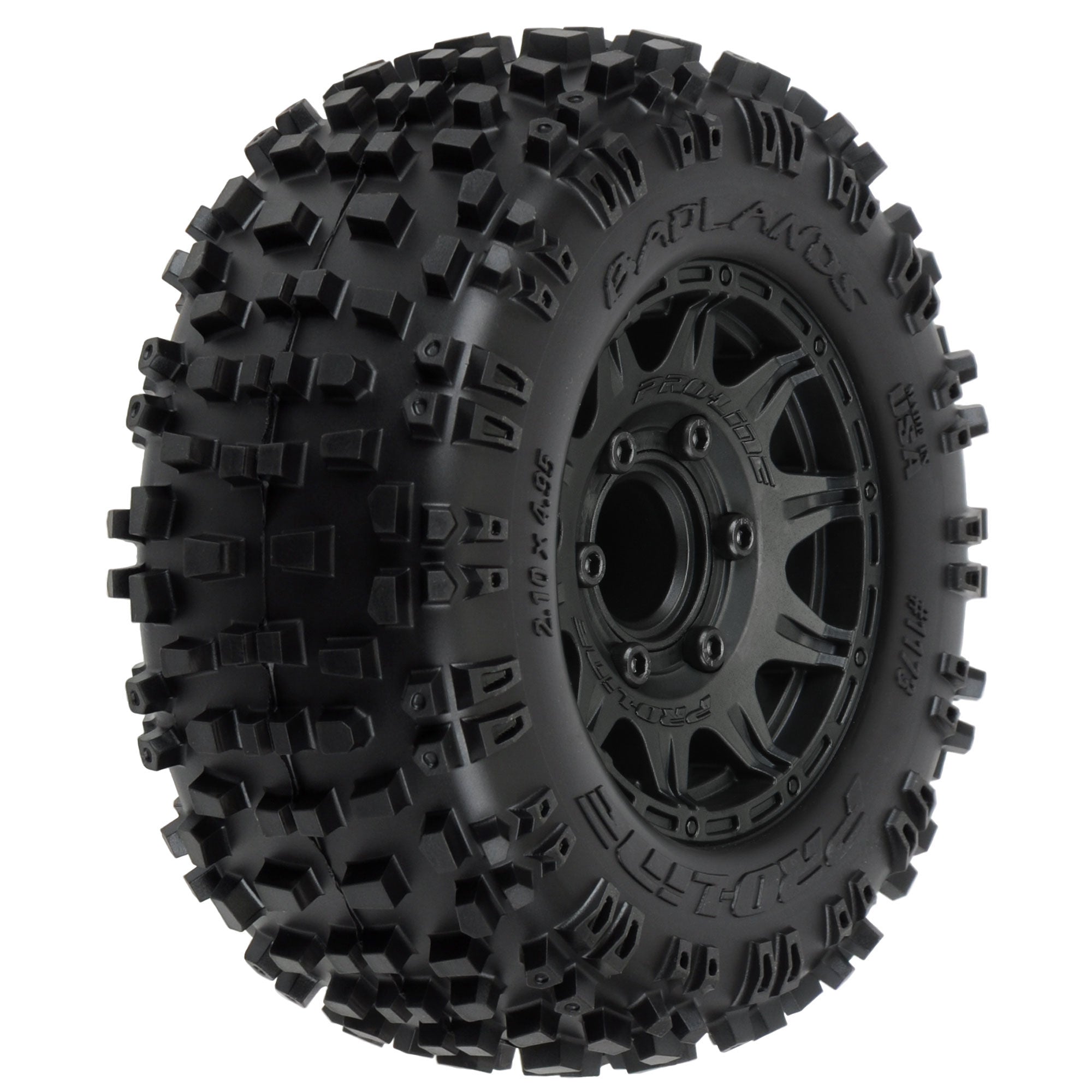 1/10 Badlands Front/Rear 2.8" MT Tires Mounted 12mm Blk Raid