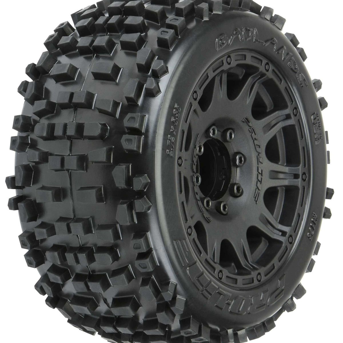 1/8 Badlands F/R 3.8&quot; MT Tires Mounted 17mm Blk Raid (2)