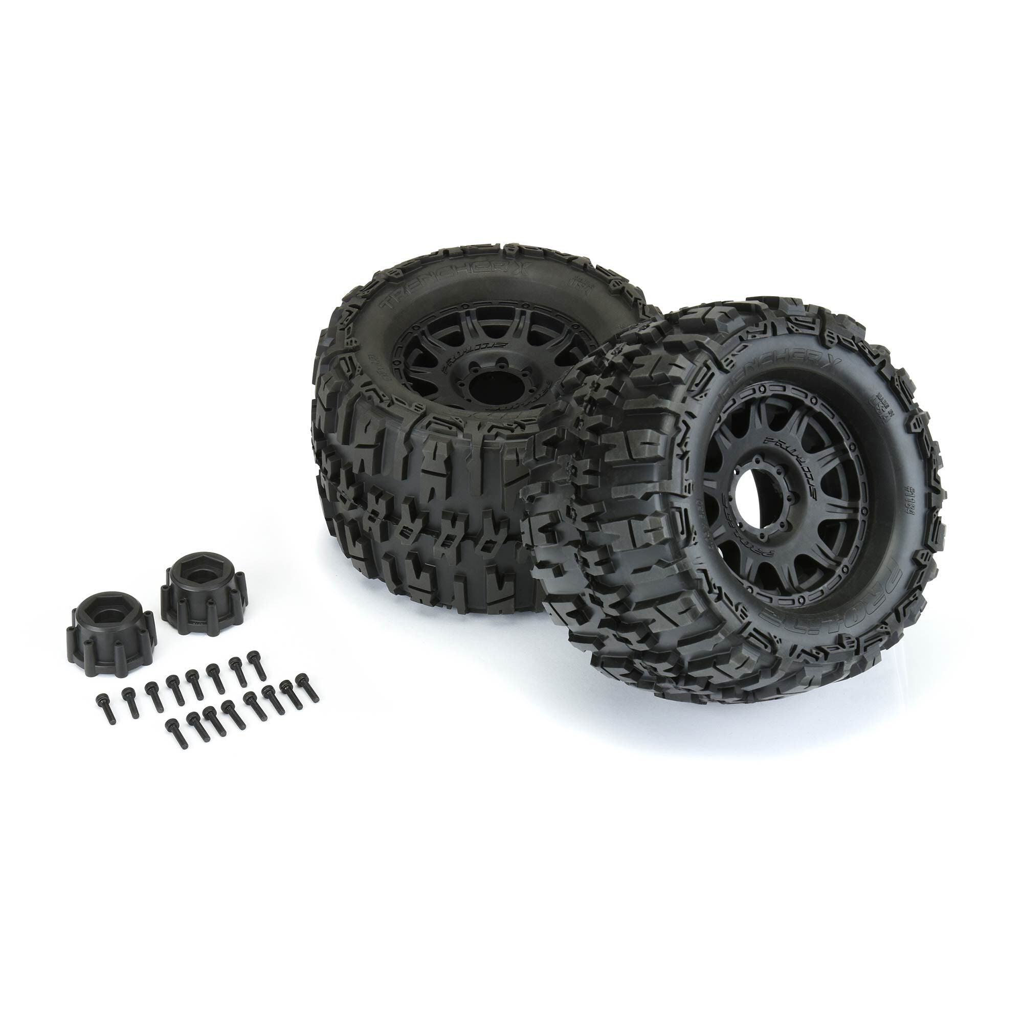 1/8 Trencher X F/R 3.8" MT Tires Mounted 17mm Blk Raid (2)