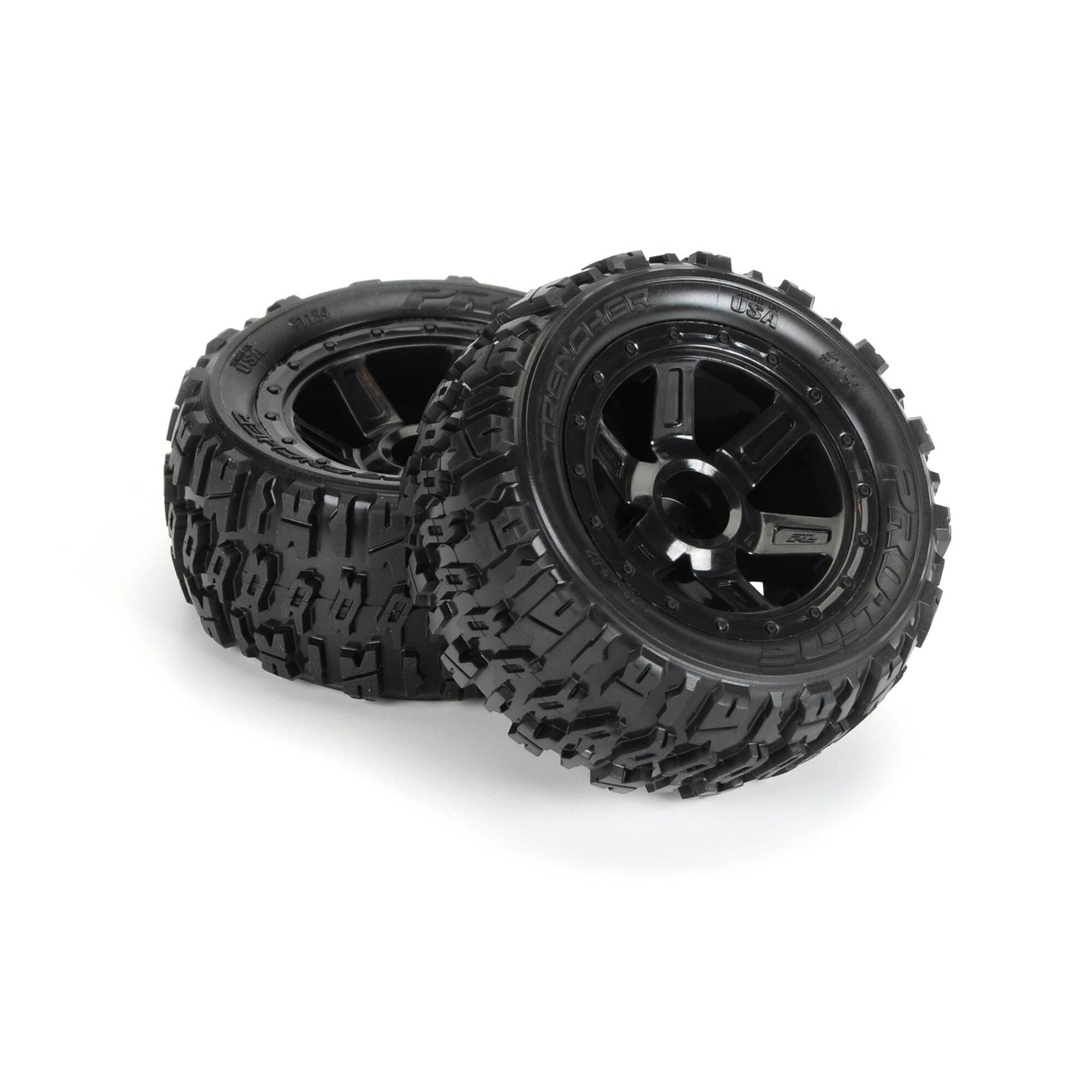 1/16 Trencher M2 Fr/Rr 2.2" Tires Mounted 12mm Blk Desperado