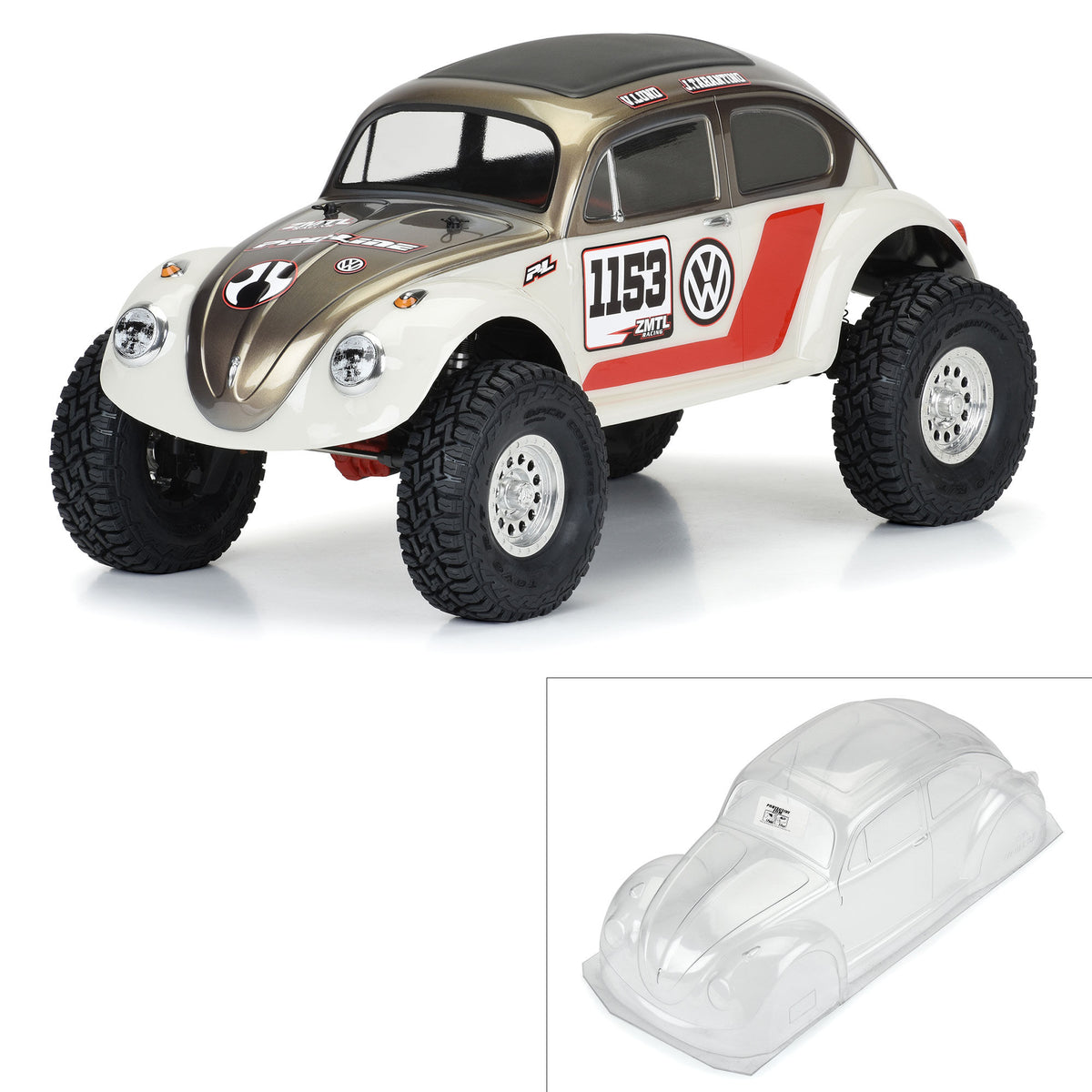 1/10 Volkswagen Beetle Clear Body 12.3&quot; (313mm) Wheelbase Cr