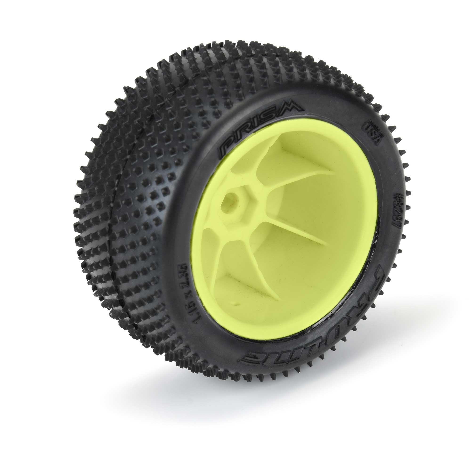 1/18 Prism Rear Carpet Mini-B Tires Mounted 8mm Yellow Wheel