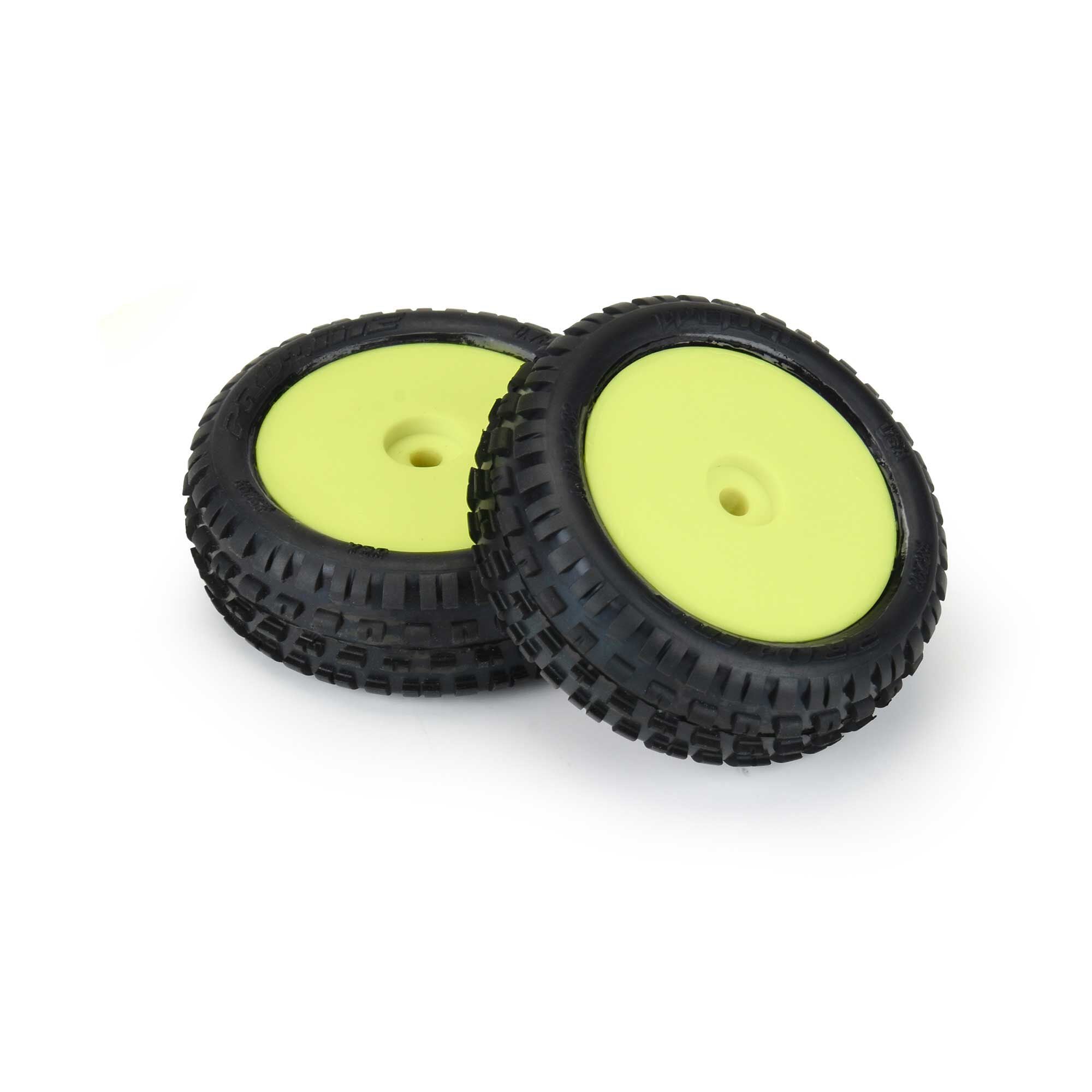 1/18 Wedge Front Carpet Mini-B Tires Mounted 8mm Yellow Whee