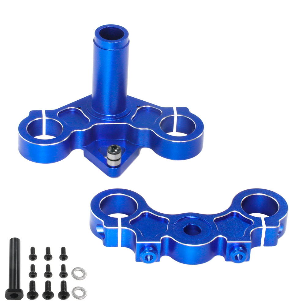 Aluminum Triple Clamp Set, Promoto, Blue