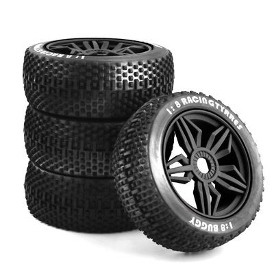 Buggy Wheel & Tyre (pk4) 1/8th Offroad, Black