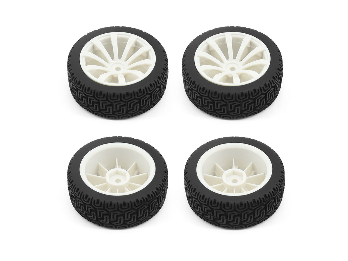 1/10 Rally Block/10 Spoke Wheel Set White (4pcs)