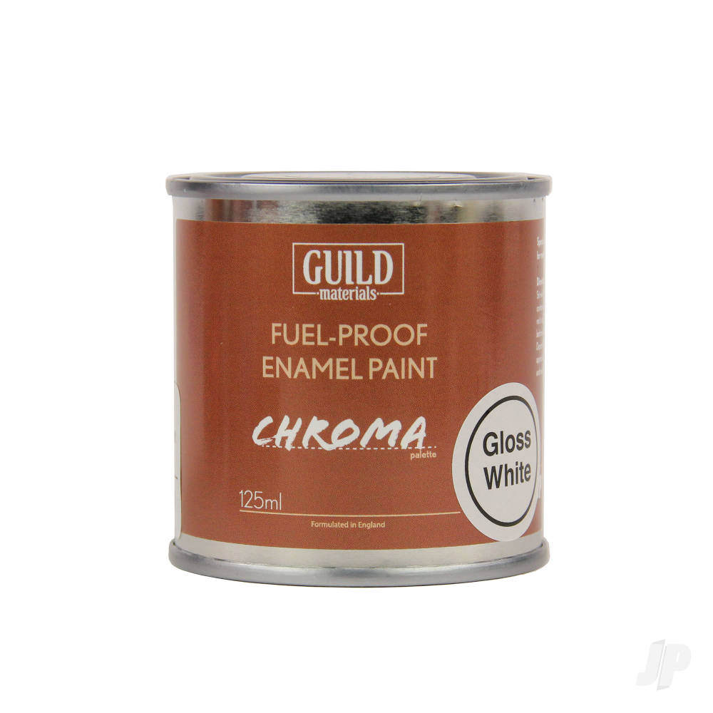 Guild Lane Chroma Enamel Fuelproof Paint Gloss White (125ml Tin) GLDCHR6200 1