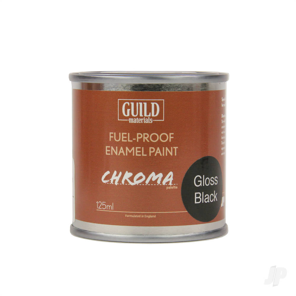 Guild Lane Chroma Enamel Fuelproof Paint Gloss Black (125ml Tin) GLDCHR6203 1