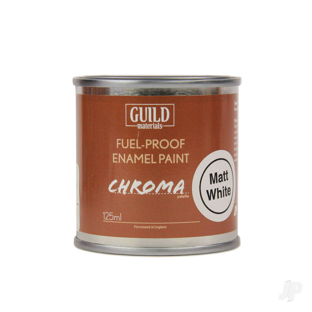 Guild Lane Chroma Enamel Fuelproof Paint Matt White (125ml Tin) GLDCHR6300 1