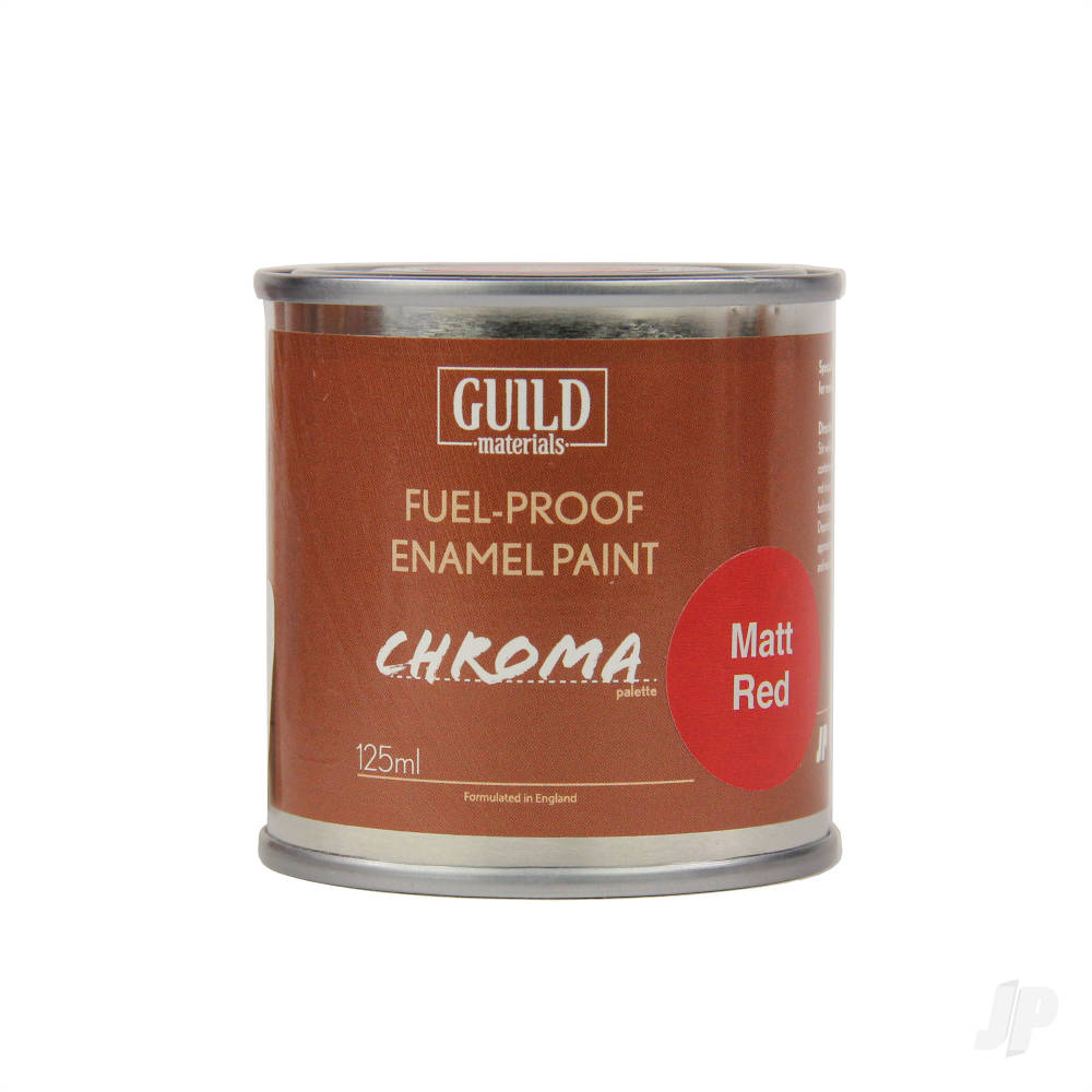 Guild Lane Chroma Enamel Fuelproof Paint Matt Red (125ml Tin) GLDCHR6301 1