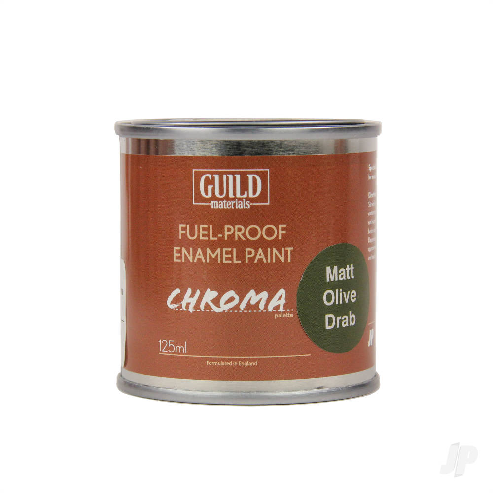 Guild Lane Chroma Enamel Fuelproof Paint Matt Olive Drab (125ml Tin) GLDCHR6315 1