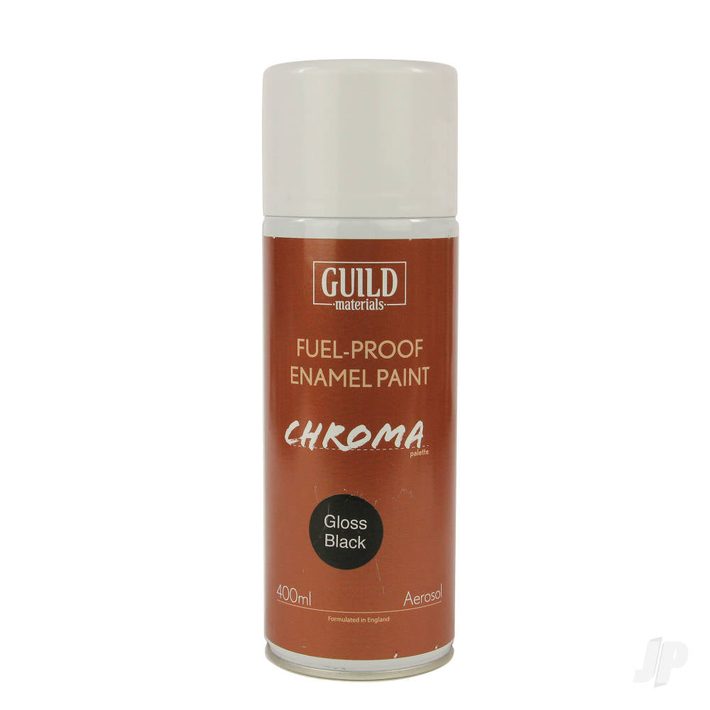 Guild Lane Chroma Enamel Fuelproof Paint Gloss Black (400ml Aerosol) GLDCHR6403 1