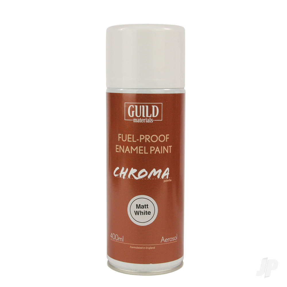 Guild Lane Chroma Enamel Fuelproof Paint Matt White (400ml Aerosol) GLDCHR6500 1