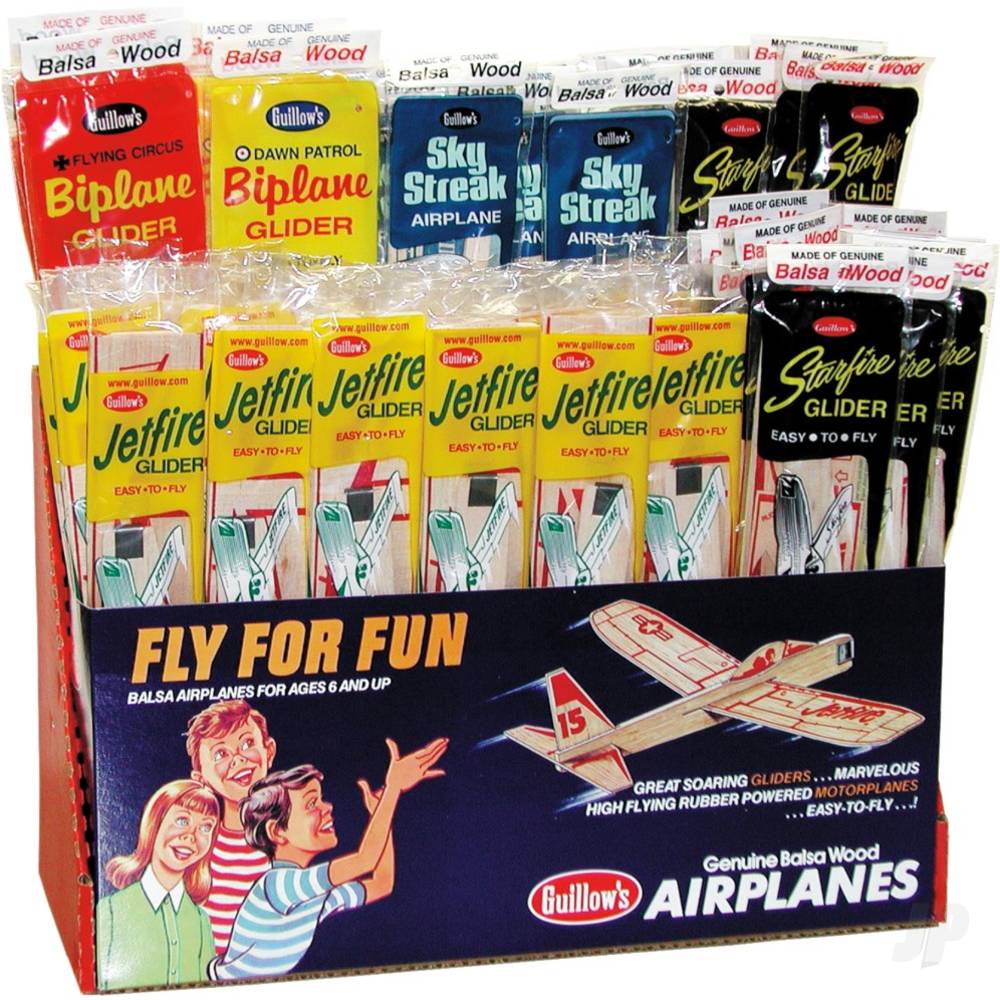 Guillow Balsa Planes 2-Tier 4-Assortment Combo Pack Display (84 pcs) GUI81-D