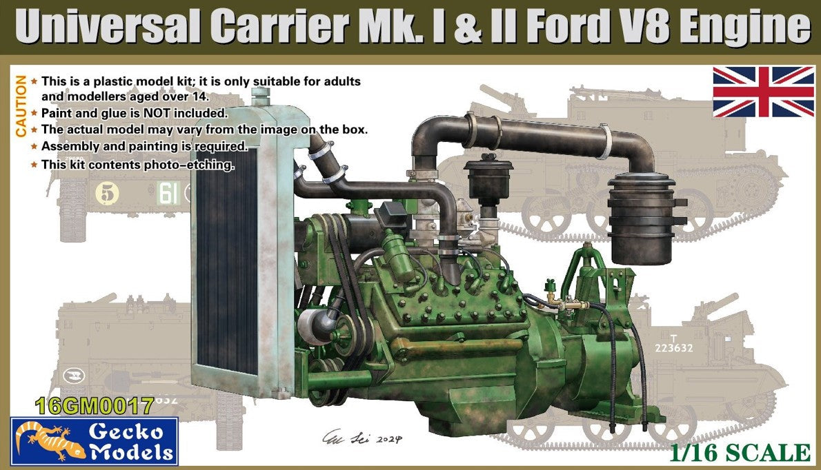 Gecko Models 1/16 MKI/MKII Ford V8 Engine For Universal Carrier (16GM0016) 16GM0017