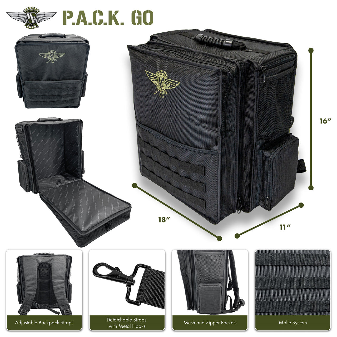 Battle Foam (go) P.A.C.K. Go 2.0 Horizontal Standard Load Out (Black) BF-BBGO2-SLH