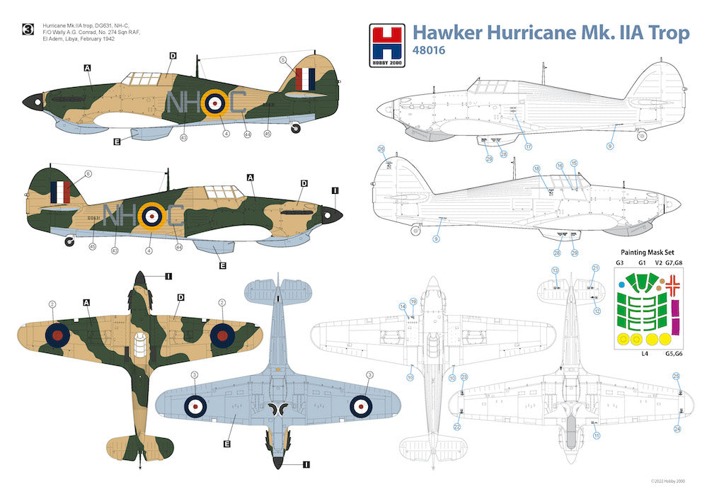 Hawker Hurricane Mk.IIA Trop Hasegawa + CARTOGRAF + MASKS