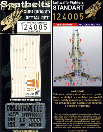 LUFTWAFFE FIGHTERS - STANDARDMICROTEXTILE seatbelts , PHOTOETCHED ACCESSORIES