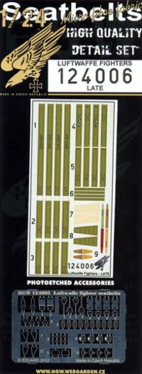LUFTWAFFE FIGHTERS - late MICROTEXTILE seatbelts , PHOTOETCHED ACCESSORIES