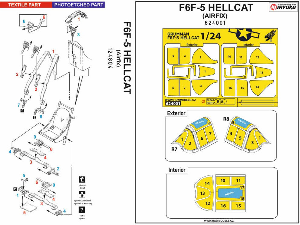 Grumman F6F-5 HELLCAT (designed to be used with Airfix kits) - BASIC LINE 1/24