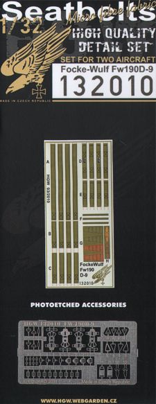 Focke-Wulf Fw-190D-9 seatbelts . 2 sets of fabric belts with etched buckles (designed to be used with Hasegawa, Hobby 2000 and Revell kits)