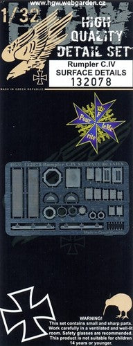 Rumpler C.IV SURFACE DETAILS Photo-etched (designed to be used with Wingnut Wings kits