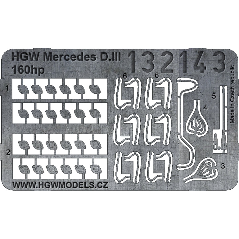Mercedes D.III 160 hp PE sets (designed to be used with Wingnut Wings kits)