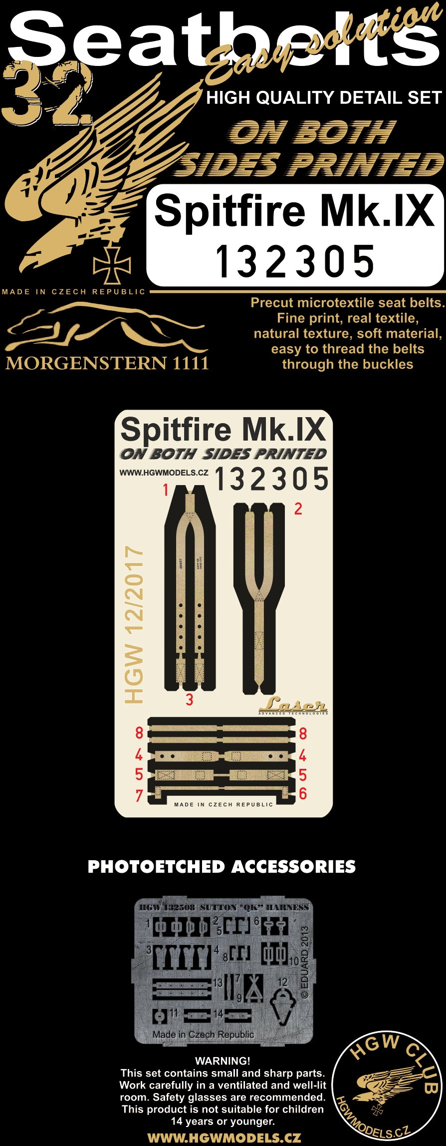 Supermarine Spitfire Mk.IXC - Double-sided Seatbelts (designed to be used with Revell and Tamiya kits)