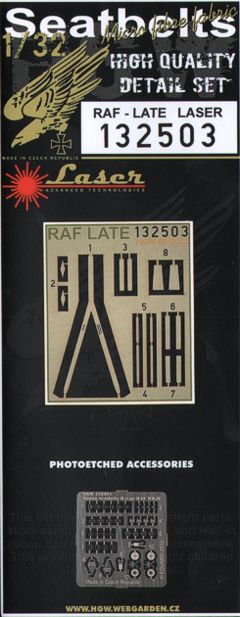 RAF late version seat-belt 'pre-cut [laser] seatbelts '.