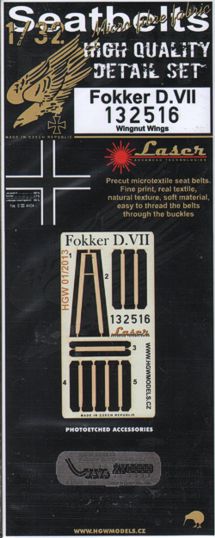 Fokker D.VII seatbelts (laser) (designed to be used with Wingnut Wings kits)