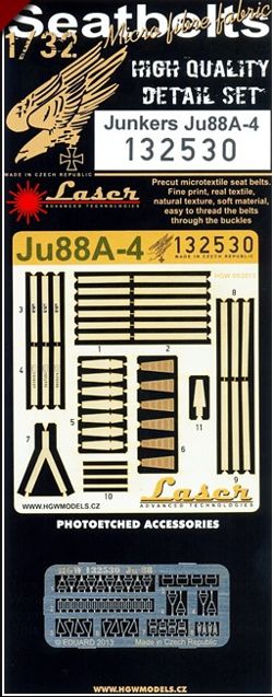 Junkers Ju-88A-4 seatbelts (laser) (designed to be used with Revell kits)