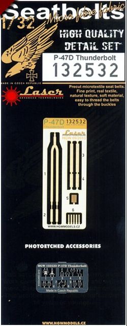 Republic P-47D Thunderbolt seatbelts (laser) (designed to be used with Hasegawa, Revell and Trumpeter kits)