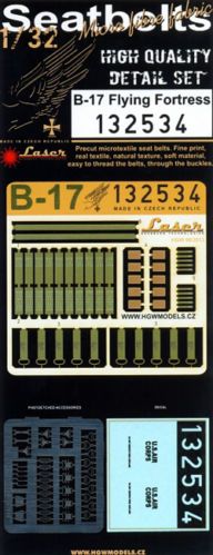 Boeing B-17G Flying Fortress Laser Seat Belt and resin seat with etched parts (designed to be used with Hong Kong Models kits)