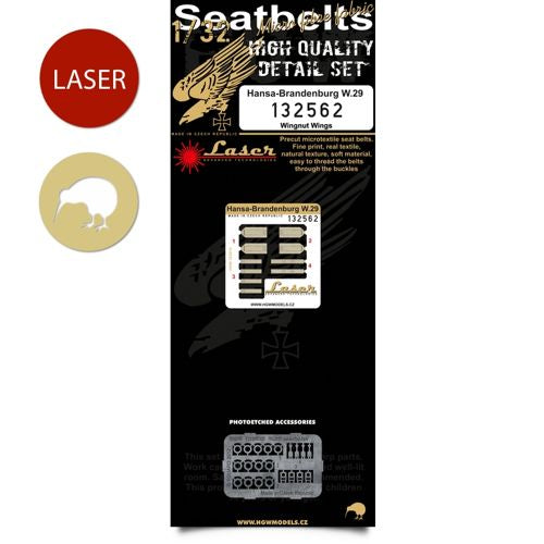 Hansa-Brandenburg W.29	 pre-cut (laser) | Wingnut Wings seatbelts
