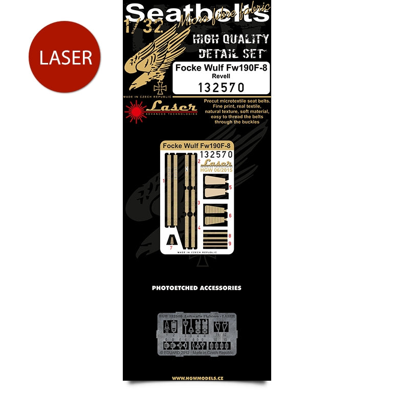 Focke-Wulf Fw-190F-8 pre-cut (laser) seatbelts (designed to be used with Revell kits)