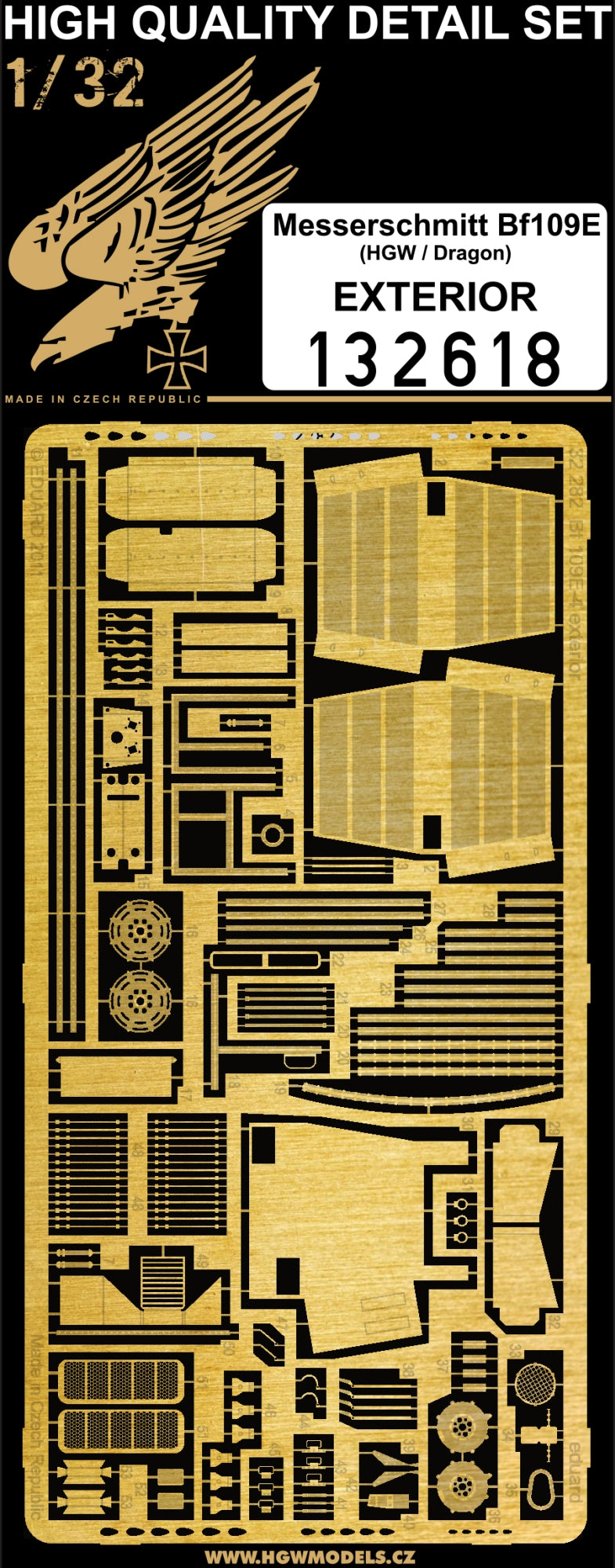 Messerschmitt Bf-109E - Exterior PE Parts (designed to be used with Cyber Hobby, Dragon and HGW kits)