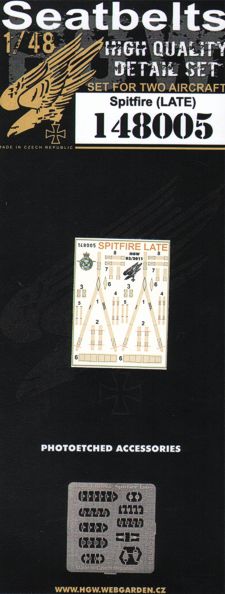 Supermarine Spitfire – Late type – Q type seatbelts . 2 sets of microplastic seatbelts with etched buckles