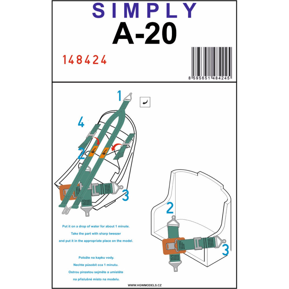 Douglas A-20B/C HAVOC - SEATBELTS (designed to be used with AMT/ERTL, Hong Kong Models and Italeri kits)