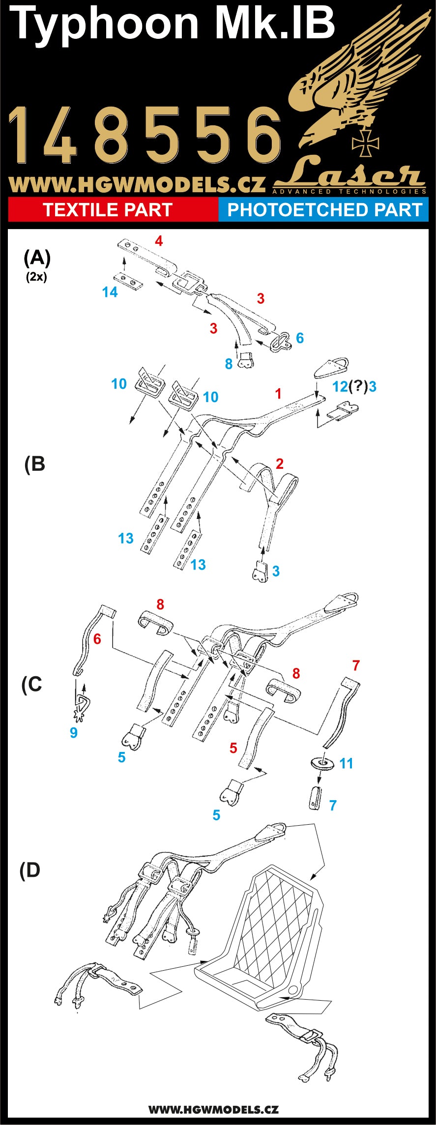 Hawker Typhoon Mk.IB pre-cut (laser)	 	 	 	seatbelts