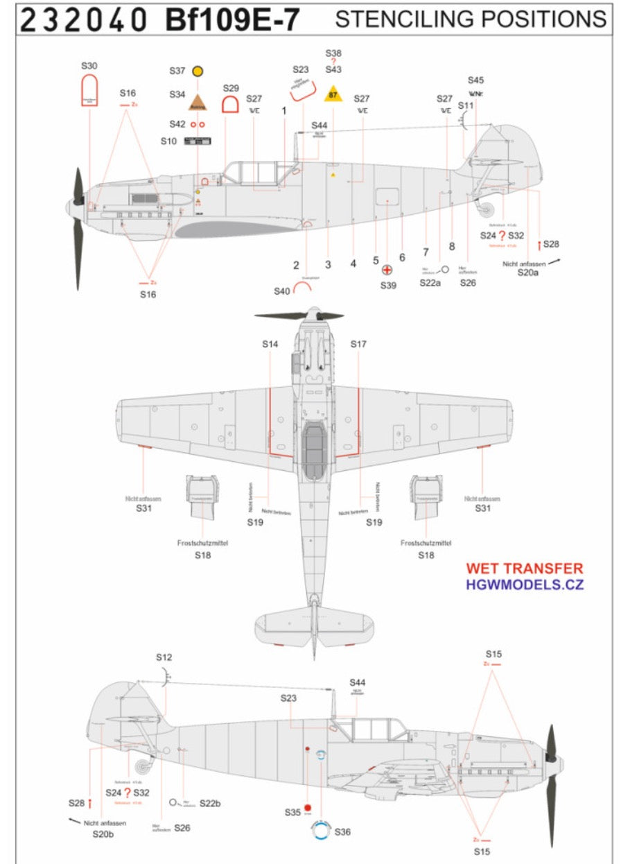 Messerschmitt Bf-109E-7 S9+FS - 1/32 Suitable for | Access Models