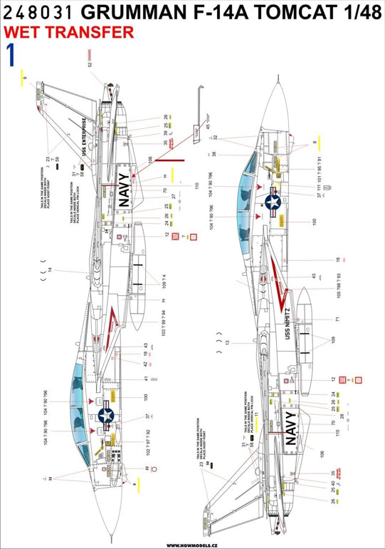 Re-printed! Grumman F-14A Tomcat Stencils + RBF	stencils + both sided RBF (Easybelts techn.) Wet Transfers (designed to be used with Avant Garde n, Fujimi, Hasegawa, Hobby Boss, Italeri, Monogram, Revell and Tamiya kits)